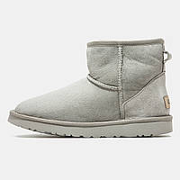 Уги жіночі UGG Australia Classic Mini сірі, Уги Австралія мінізамшеві, прошиті. код MD-1021