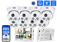 Комплект IP видеонаблюдения с монитором на 8 внутренних камер Hiseeu POE 4Мп