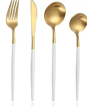 Набір столових приладів золото White з нержавіючої сталі 18/10 на 4 предмета