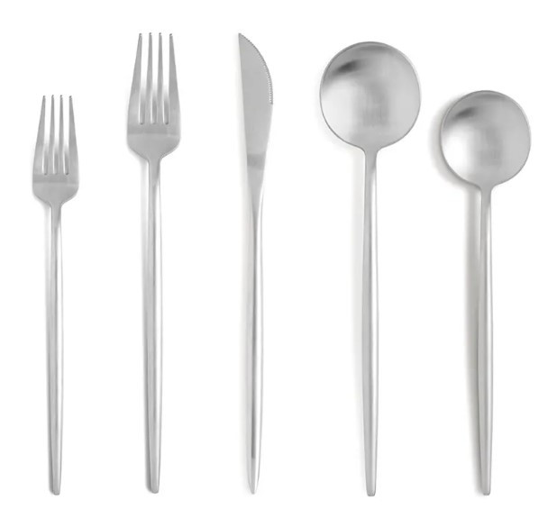 Набір столових приладів сріблястий з нержавіючої сталі 18/10 на 5 предметів, фото 1