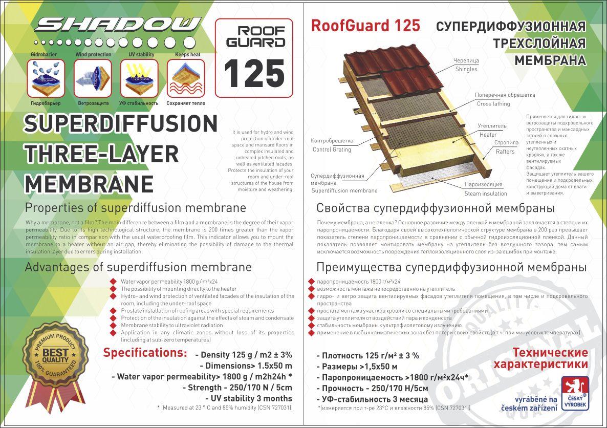 Гидроизоляционная мембрана 125 г/м² (1,5*50) ТМ "Shadow" - фото 5 - id-p1937795341