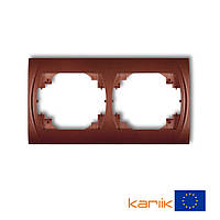 Рамка 2-местная горизонтальная 9LRH-2 коричневый металлик (для розеток и выключателей) Karlik LOGO