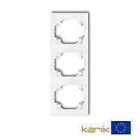 Рамка 3-местная вертикальная LRV-3 белая (для розеток и выключателей) Karlik LOGO