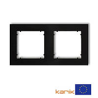 Рамка 2-местная 12MR-2 черная матовая универсальная (для розеток и выключателей) Karlik MINI