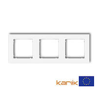 Рамка 3-местная MR-3 белая универсальная (для розеток и выключателей) Karlik MINI