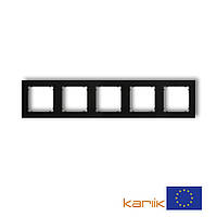 Рамка 5-местная 12MR-5 черная матовая универсальная (для розеток и выключателей) Karlik MINI