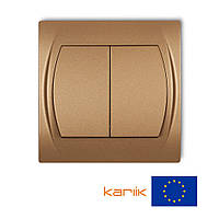 Выключатель 2-й Karlik LOGO 8LWP-1 золотистый металлик внутренний 10А 250В (в сборе с рамкой)
