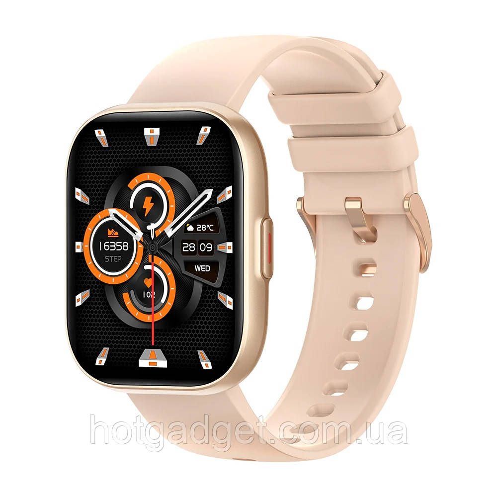 Смарт-годинник жіночий Colmi P68 Gold (тонометр, пульсоксиметр, дзвінки) AMOLED екран