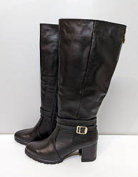 STTOPA демі. Висота 38 см. Розмір 43-28,5 см. Чоботи з натуральної шкіри шкіряні. Каблук 6 см. 267-3643-6 Чорні