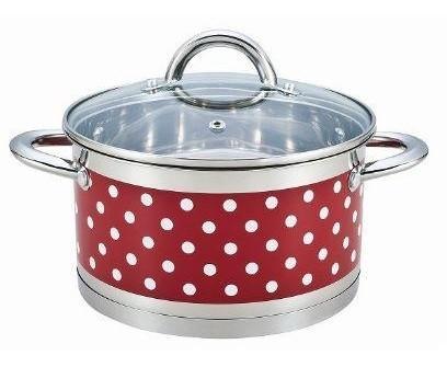 Каструля з нержавійки Bohmann 1.9 літри 16 см з кришкою червона 0127-16red, фото 1