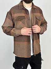 Чоловіча байкова сорочка (коричневий) зручний одяг на осінь