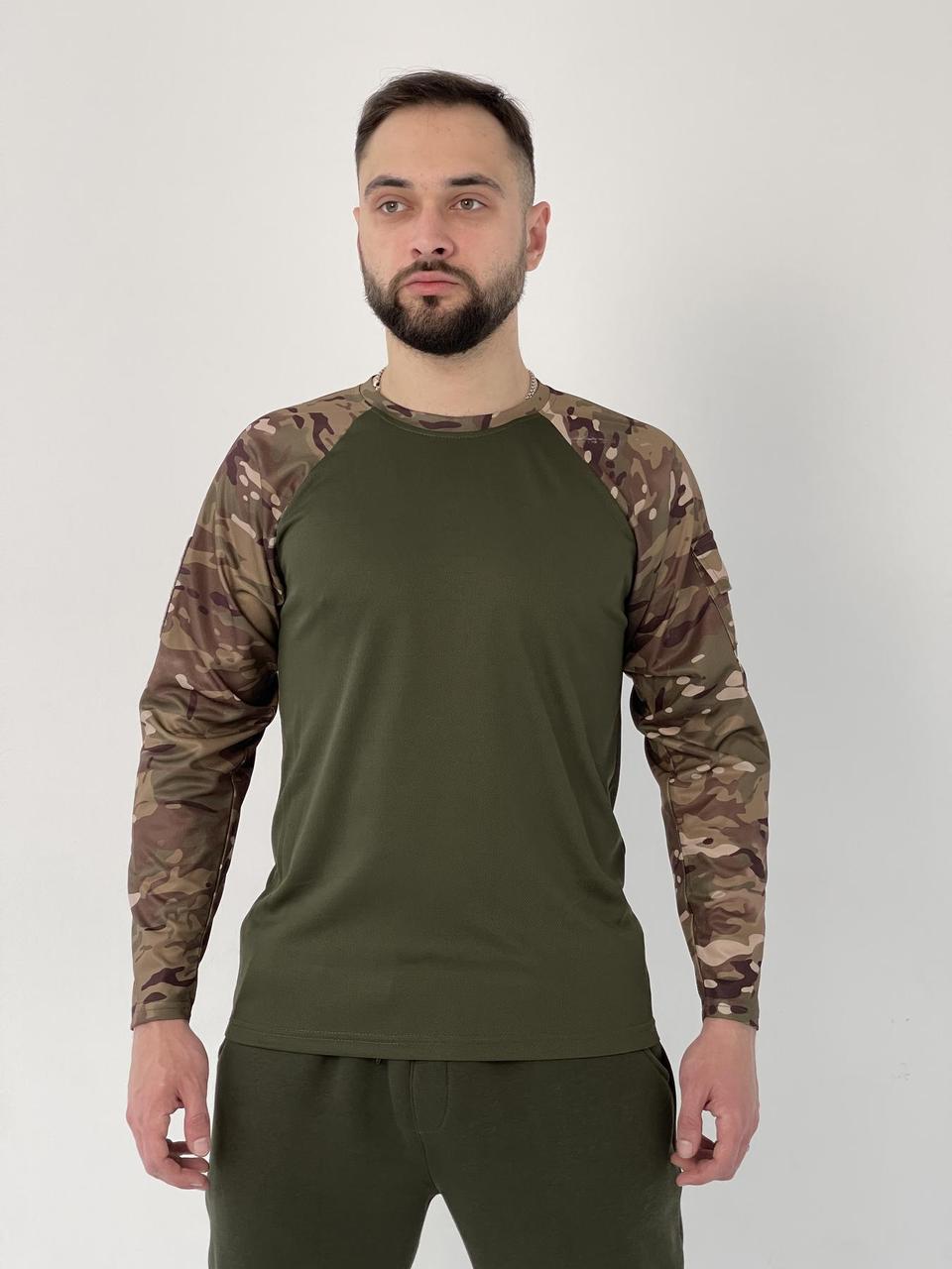 Футболка тактична з довгим рукавом хакі камуфляж, футболка тактична Футболка ЗСУ Армійська сорочка