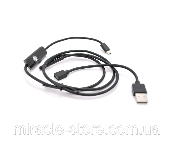 Автомобільний ендоскоп 2 in 1 MicroUSB/PC HD YT-En-2SW м'який дріт, 1 м