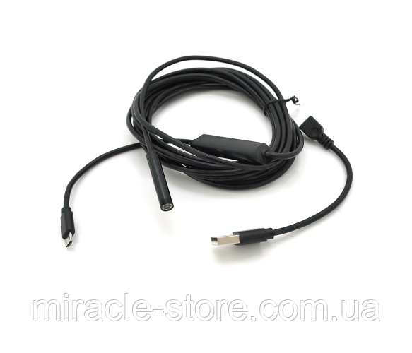 Автомобільний ендоскоп 2 in 1 MicroUSB/PC HD, мінікамера 7.0 mm, м'який дріт, 3,5 м