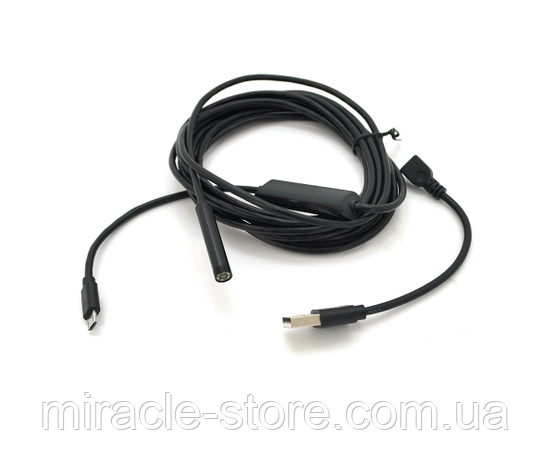 Автомобільний ендоскоп 2 in 1 MicroUSB/PC HD, мінікамера 7.0 mm, м'який дріт, 3,5 м, фото 2