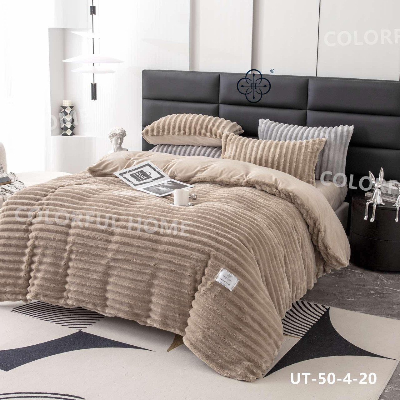 Тепла постільна білизна Colorful Home Scharpey Євро — світлий беж