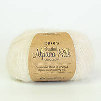 Пряжа Drops Brushed Alpaca Silk (колір 01 off white)