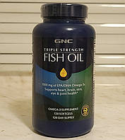 Омега 3 GNC Triple Strength Fish Oil 120 капсул фіш оіл риб'ячий жир жирні кислоти