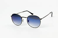 Круглые солнцезащитные очки в стиле Ray-Ban 3447 в серой оправе с голубым антибликом