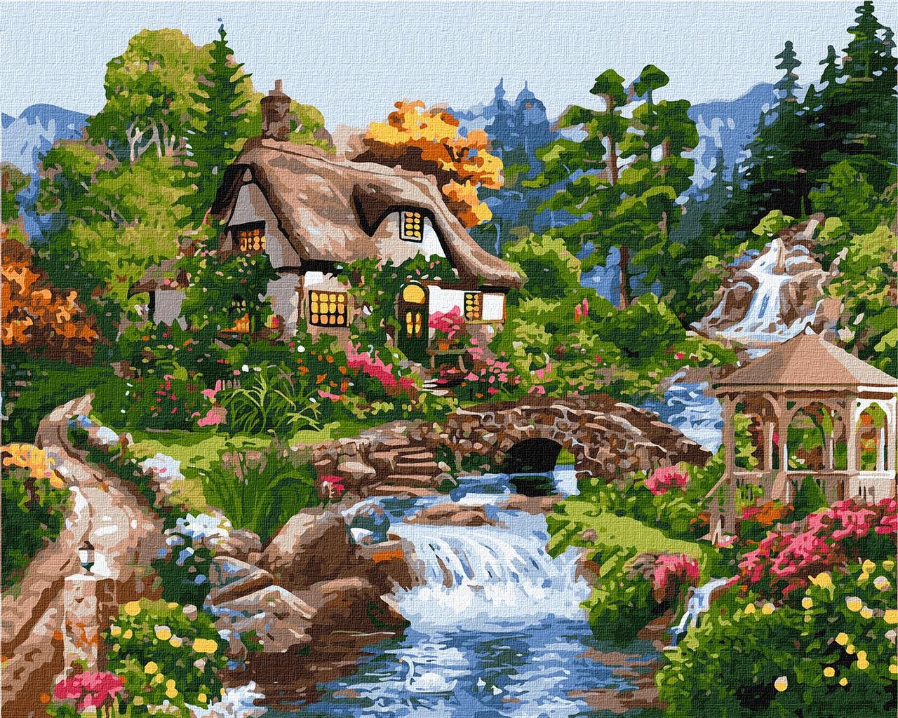 Картина за номерами Заміський котедж. Краєвид 40*50 см Ідейка KHO 6320