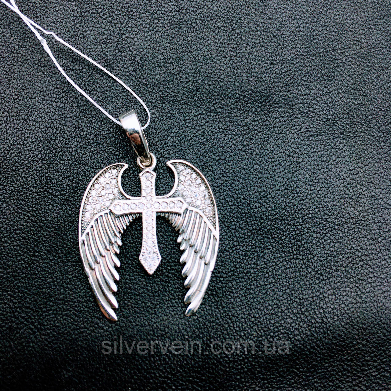 Срібний кулон Оберіг Крила Ангела Хрест, фото 1