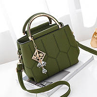 Классическая женская сумочка среднего размера, зеленого цвета