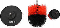 Набір нейлонових щіток-насадок на дриль для чищення авто килимліна YATO YT-47553, 50-80-100 мм