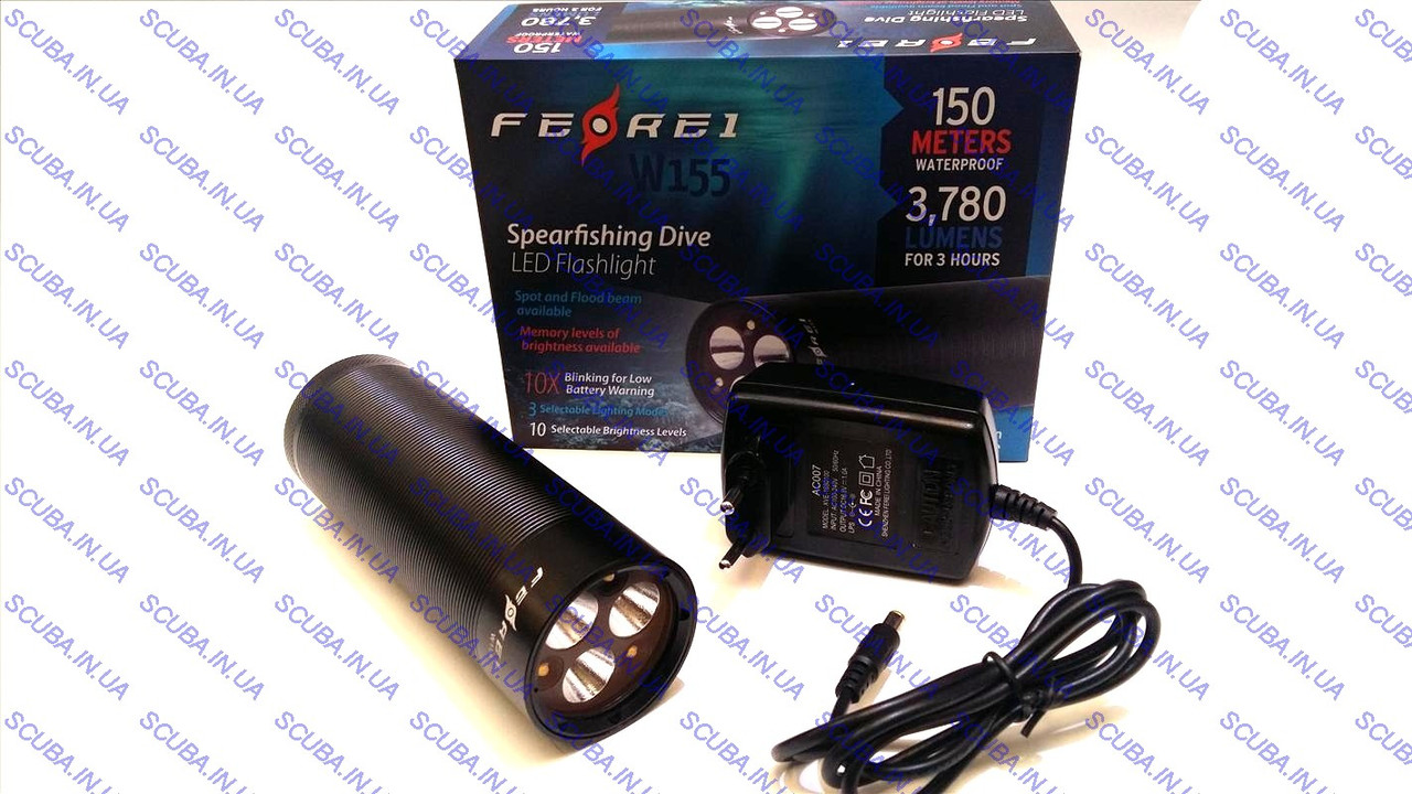 Ліхтар для підводного полювання Ferei W155 (3 CREE XP-L, 3 CREE XP-G), жовтий світло, 3000K, 3780 Lm)