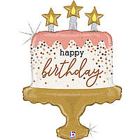 Фольгована кулька фігура "Тортик Happy Birthday" Grabo 48х65 см. (1шт.)