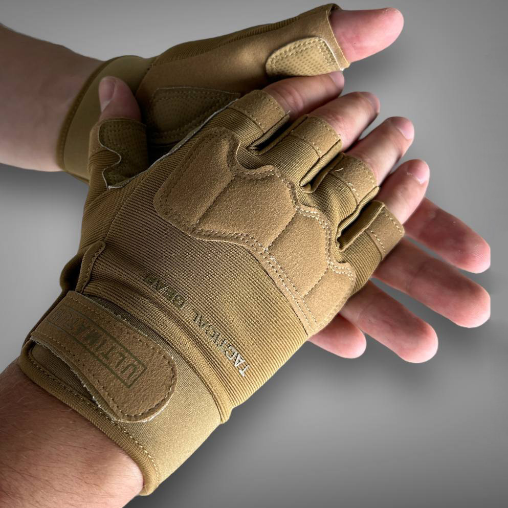 🔥 Рукавички безпалі"Ultimatuml" (койот) тактичні, військові, ЗСУ, НГУ, фото 1