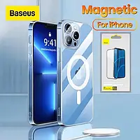 Чехол BASEUS MagSafe iphone 13/Pro/Max магнитный apple стекло держатель