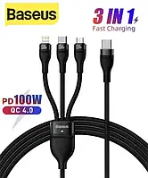 Кабель Baseus Flash 100W Type-C Lightning Micro USB зарядка смартфон ноутбук iphone MacBook pro air ipad Mi