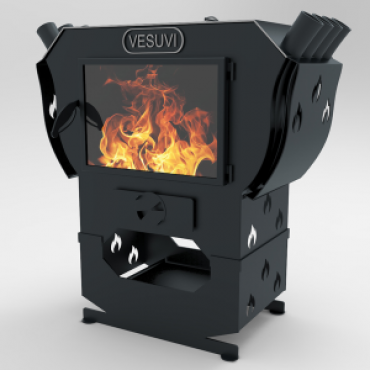 Пічка булер'ян-камін до 400 м³ тип 02 VESUVI 15 кВт (950 х 800 х 1000 мм) з термостійким склом, фото 1