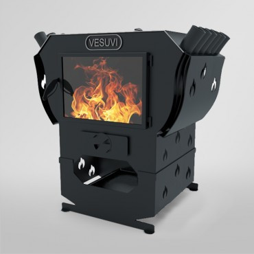 Піч булер'ян-камін до 300 м³ VESUVI 12 кВт (950 х 655 х 700 мм) з термостійким склом, фото 1