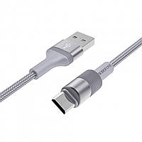 Кабель BOROFONE BX21 USB - Micro 2.4A, 1m, нейлон, алюминиевые разъемы, цвет металлический серый