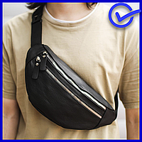 Качественная мужская кожаная сумка барсетка на пояс и через плечо, красивые и удобные сумки и бананки