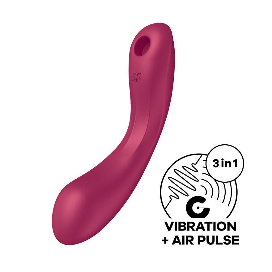 Вакуумний стимулятор з вібрацією Satisfyer Curvy Trinity 1 Red, іграшка 3в1 18+