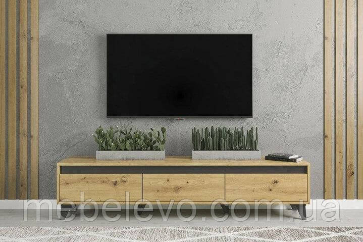 Тумба під телевізор Одрі 435х1850х380 мм дуб артизан + антрацит Світ меблів