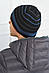 Шапка чоловіча на флісі в чорно-блакитну смужку 163759S, фото 2