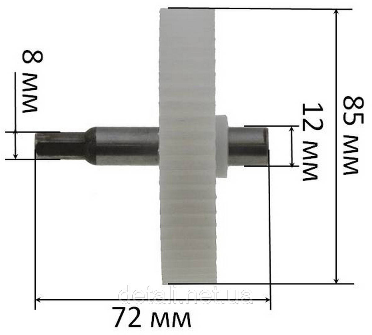 Шестерня мясорубки D85мм z1 56 прямо h 72мм h2 17мм D вала 12мм шестигранник 8мм - фото 2 - id-p498281302