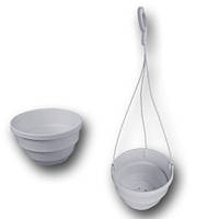 Кашпо для квітів біле розмір (Ø 200 h 125) об'єм 2500 мл (підвіс у комплекті) 50 шт/ящ.