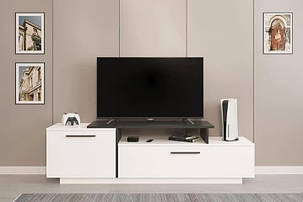 Тумба під телевізор Фібі 520х1800х400мм німфея альба + чорний Світ меблів, фото 1