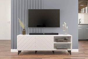 Тумба під телевізор Холлі 1,5 м 535х1500х400мм білий + білий глянець Світ Меблів, фото 1