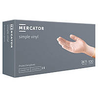 Виниловые перчатки Mercator Simple Vinyl (PF) размер M прозрачные (50 пар)