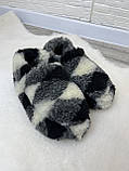 Тапочки з натуральної овчини сірий ромб 40, фото 4