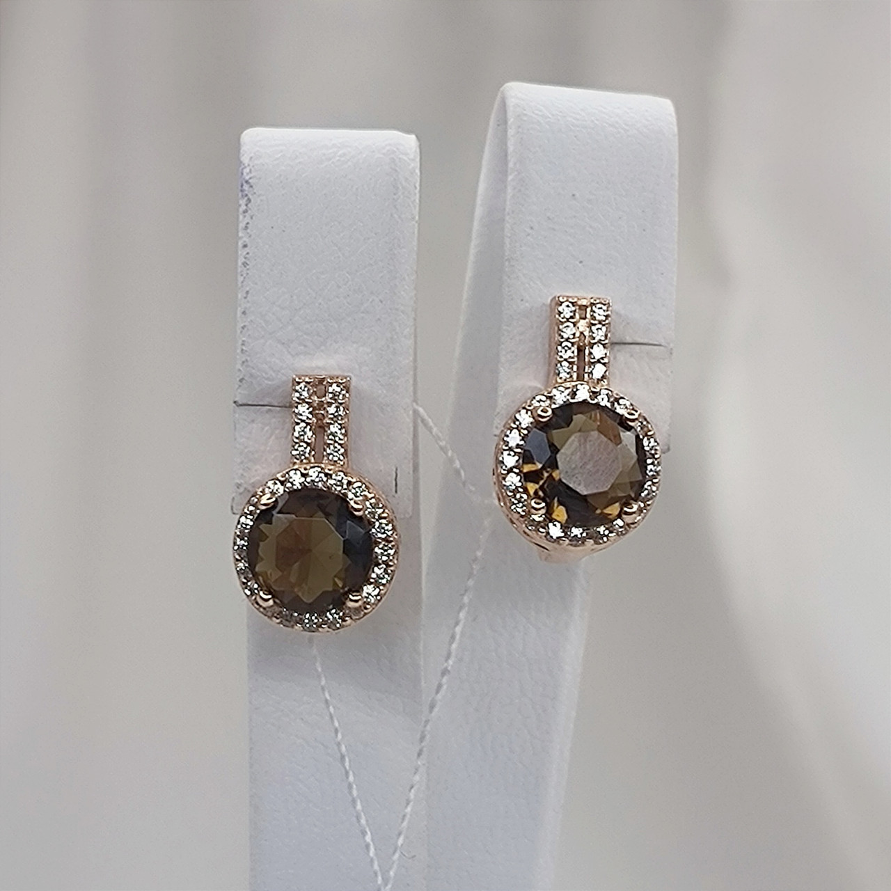 Золоті сережки з раухтопазом