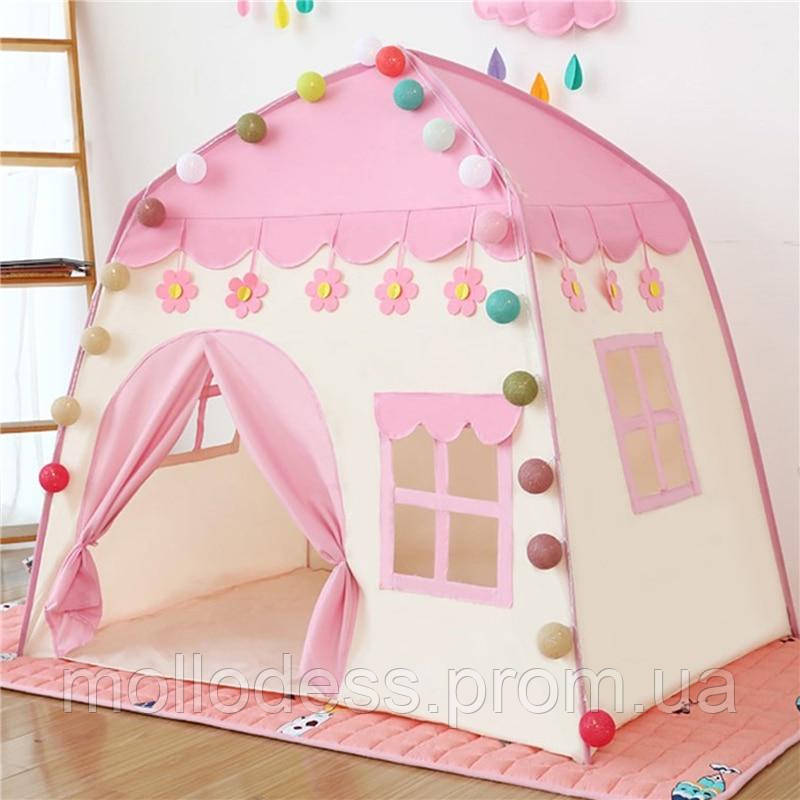 Детская игровая палатка в виде домика, Розовый игровой домик - шатер для игры дома и на улице - фото 8 - id-p1938168677