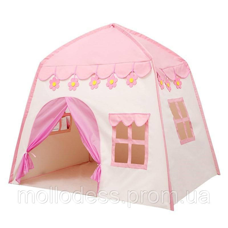 Детская игровая палатка в виде домика, синий игровой домик - шатер для игры дома и на улице - фото 8 - id-p1938168678