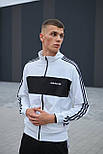 Спортивний костюм чоловічий Adidas Адідас весна-осінь з лампасами (кофта + штани) білий Туреччина. Живе фото, фото 5