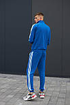 Спортивний костюм чоловічий Adidas Адідас весна-осінь з лампасами (кофта + штани) синій Туреччина. Живе фото, фото 4